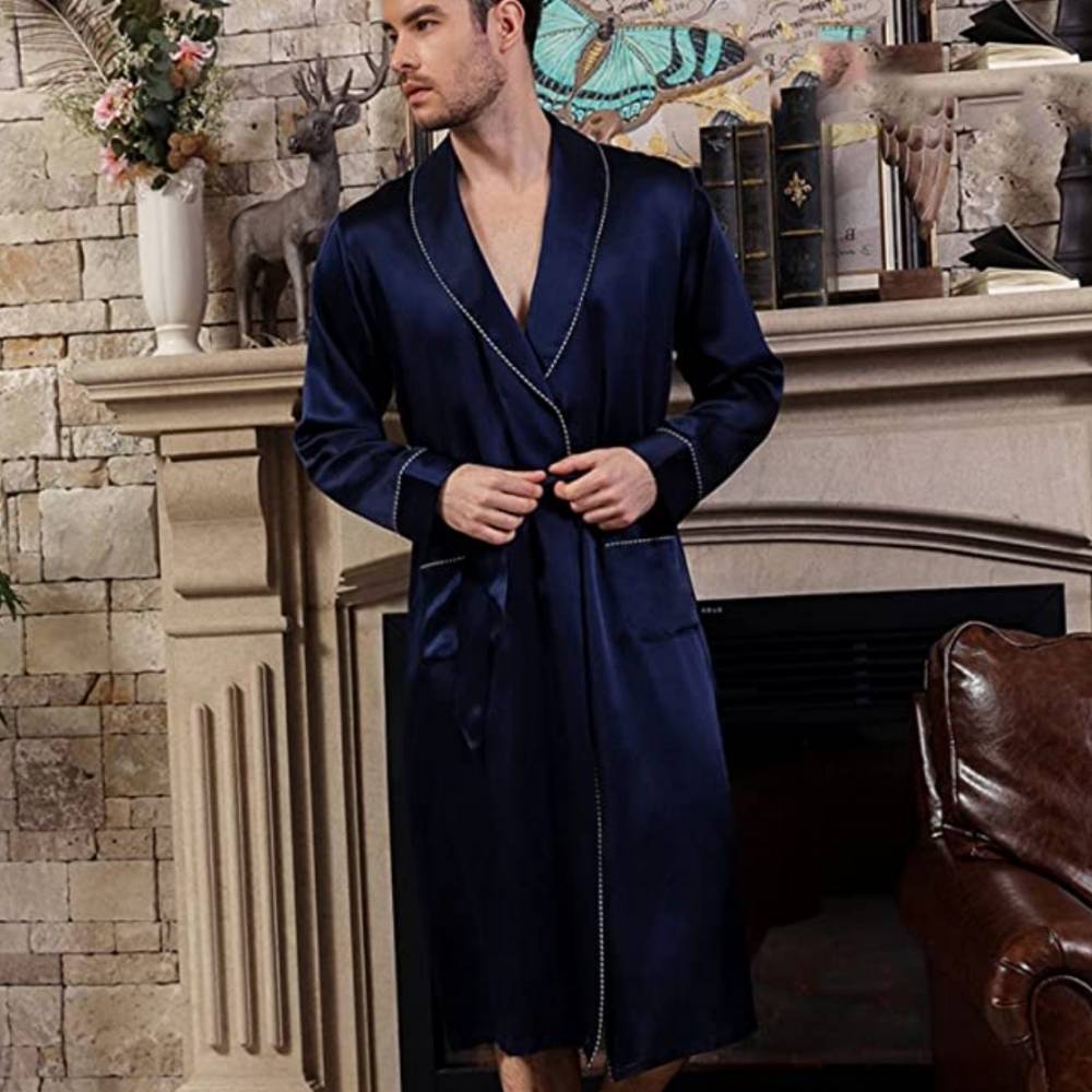 Mens Mulberry Silk Lounge Robe