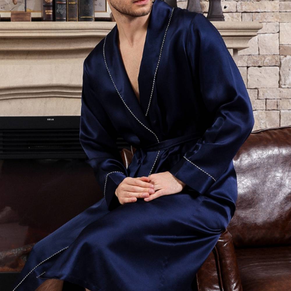 Mens Mulberry Silk Lounge Robe
