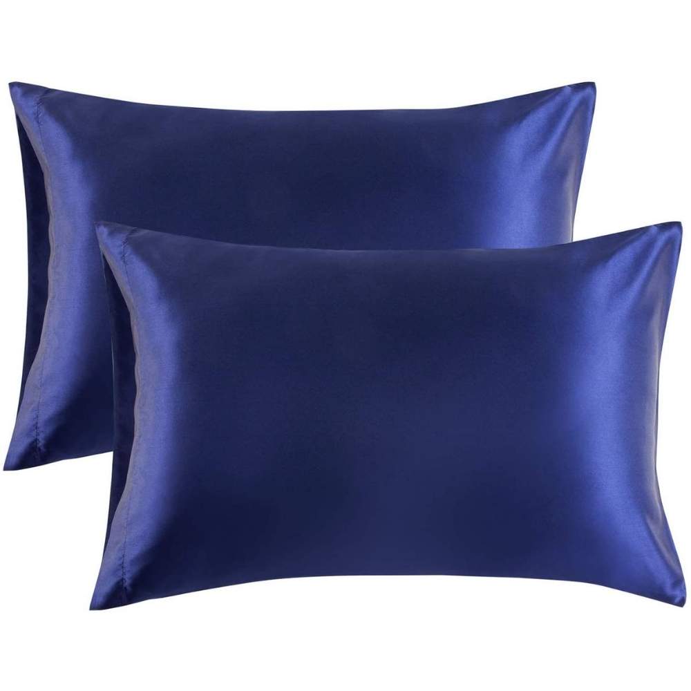 Pair Satin Silk Pillowcases for Hair and Skin Pillow Cover Case 84x54cm White 